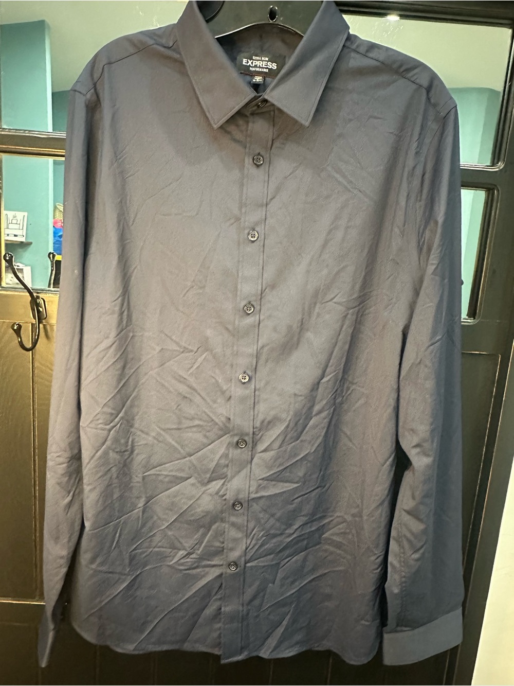 Express Men's Button-Down Dress Shirt - Navy Blue